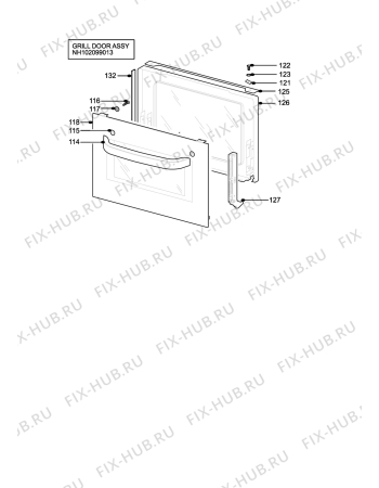 Взрыв-схема плиты (духовки) Zanussi ZOU330X - Схема узла H10 Grill door assy