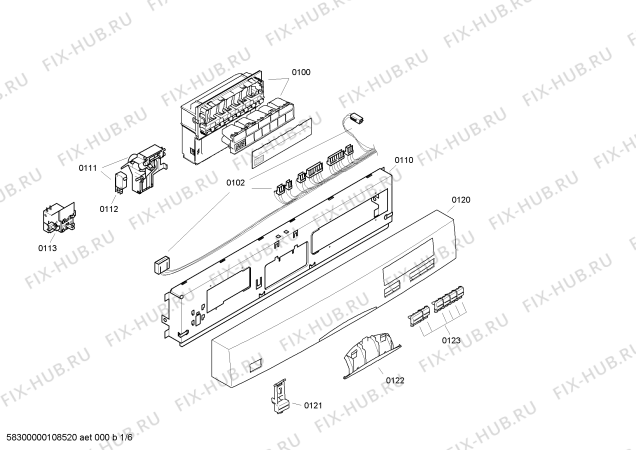 Схема №5 SGS47E12GB Exxcel с изображением Передняя панель для посудомоечной машины Bosch 00444118