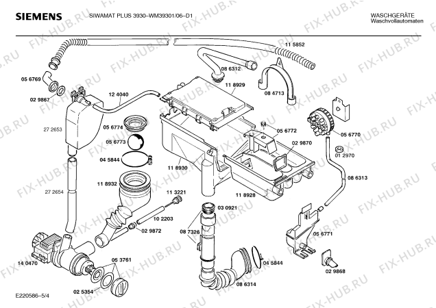 Схема №4 WM39301 SIWAMAT PLUS 3930 с изображением Панель управления для стиральной машины Siemens 00273962
