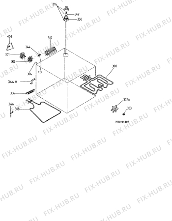 Взрыв-схема плиты (духовки) Electrolux AOB302B - Схема узла Functional parts