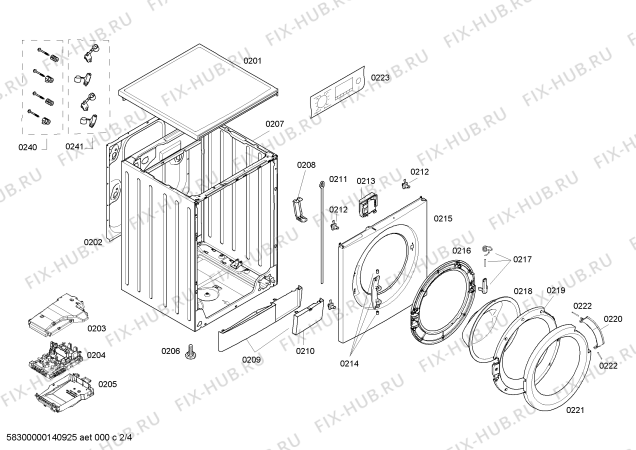 Взрыв-схема стиральной машины Bosch WAS20460SG - Схема узла 02