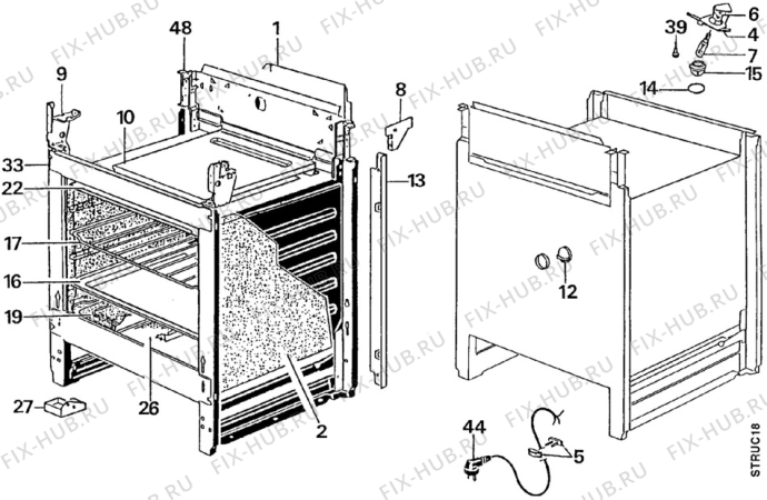 Взрыв-схема плиты (духовки) Zanussi ZC5410W1 - Схема узла Structure