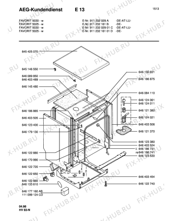 Взрыв-схема посудомоечной машины Aeg FAV5025-W - Схема узла Housing 001