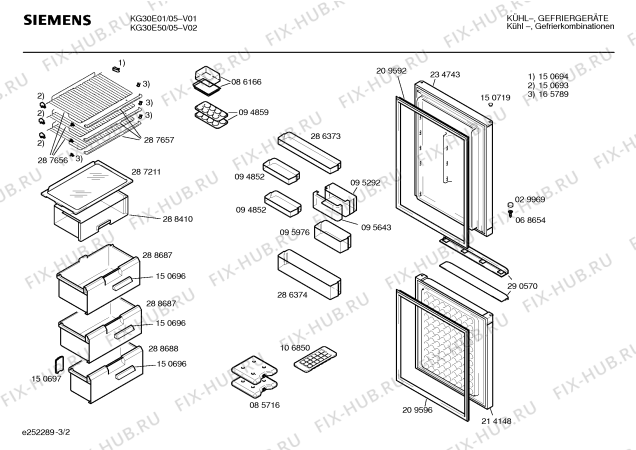 Схема №2 KG30E50 с изображением Поднос для холодильника Siemens 00350519