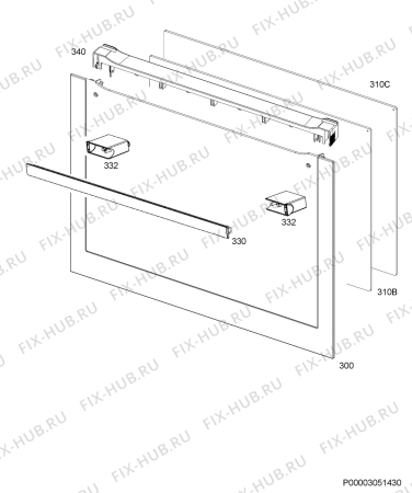 Взрыв-схема плиты (духовки) Electrolux OOC551NV - Схема узла Door