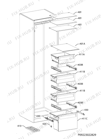 Взрыв-схема холодильника Electrolux LUC5NA24X - Схема узла Internal parts