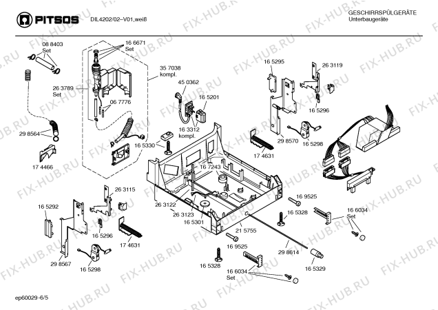 Взрыв-схема посудомоечной машины Pitsos DIL4202 - Схема узла 05