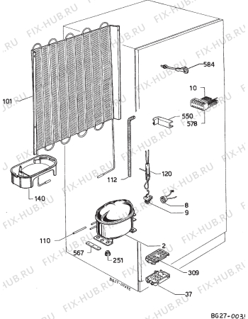Взрыв-схема холодильника Zanussi DI180/80 - Схема узла Refrigerator cooling system