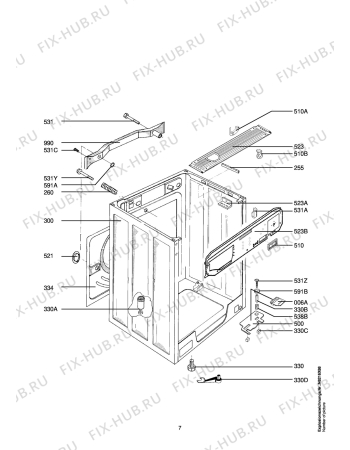 Взрыв-схема стиральной машины Husqvarna Electrolux QW17650 - Схема узла Housing 001