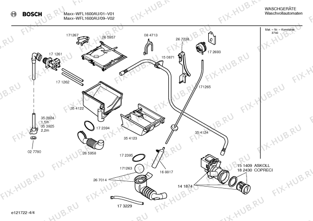 Схема №1 WFL1600AU WFL1600 с изображением Таблица программ для стиральной машины Bosch 00524680