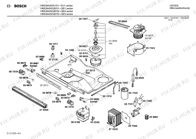 Взрыв-схема микроволновой печи Bosch HMG8420GB - Схема узла 04