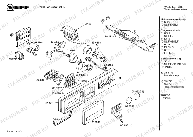 Схема №2 W4272G1 WI50 с изображением Программная индикация для стиралки Bosch 00150363