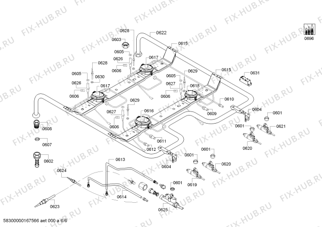 Взрыв-схема плиты (духовки) Bosch HGG323160R Bosch - Схема узла 06