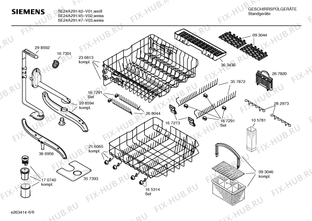 Взрыв-схема посудомоечной машины Siemens SE24A291 - Схема узла 06