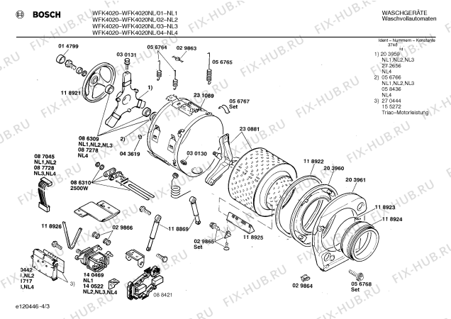 Взрыв-схема стиральной машины Bosch WFK4020NL WFK4020 - Схема узла 03