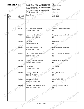 Взрыв-схема видеотехники Siemens PT101G6BB - Схема узла 06