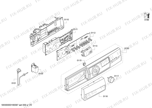 Схема №4 CM1000ETR VarioPerfect с изображением Панель управления для стиралки Bosch 00707767