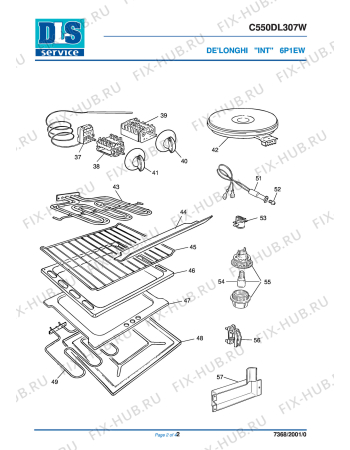 Взрыв-схема плиты (духовки) DELONGHI 6P1EW - Схема узла 2