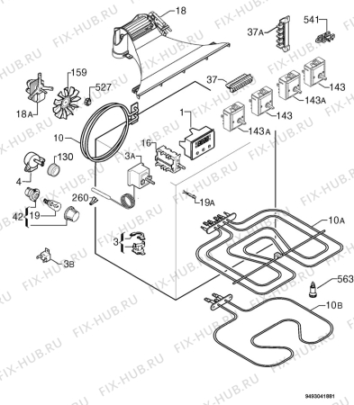 Взрыв-схема плиты (духовки) Zanussi ZOU381N - Схема узла Electrical equipment 268