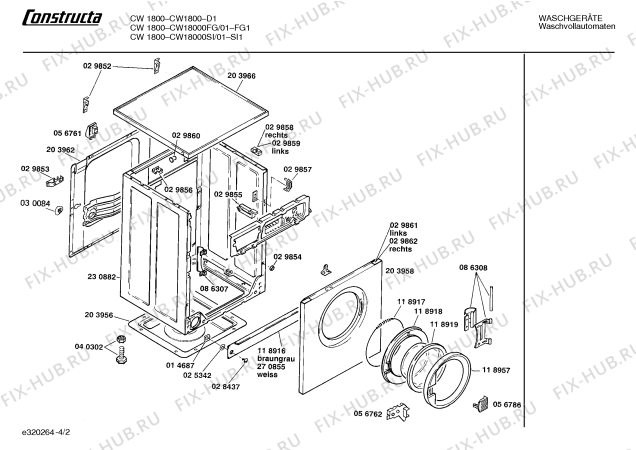 Взрыв-схема стиральной машины Constructa CW1800 - Схема узла 02