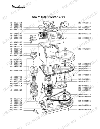 Взрыв-схема кухонного комбайна Moulinex AA7711(2) - Схема узла 6P000238.2P4