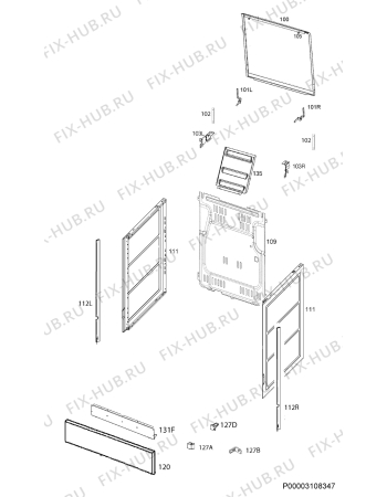 Взрыв-схема плиты (духовки) Zanussi ZCG9210L1W - Схема узла Housing 001