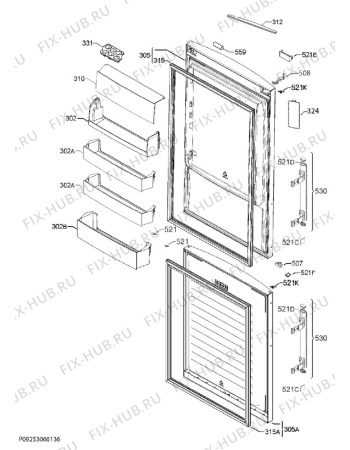 Взрыв-схема холодильника Electrolux EN93886MX - Схема узла Door 003