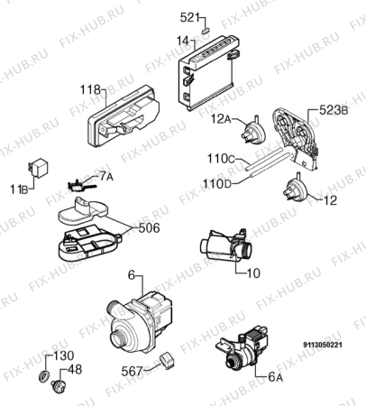 Взрыв-схема посудомоечной машины Aeg Electrolux F35020VI - Схема узла Electrical equipment 268