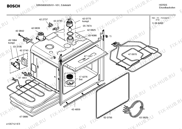 Взрыв-схема плиты (духовки) Bosch HBN580650S - Схема узла 03