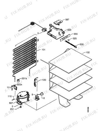 Взрыв-схема холодильника Zanussi ZVF120R - Схема узла Cooling system 017