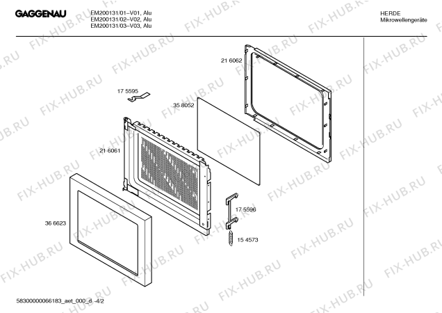 Взрыв-схема микроволновой печи Gaggenau EM200131 - Схема узла 02