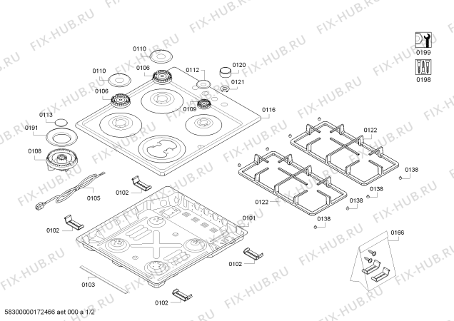 Схема №2 3ETX495B 3G+1W BO60R/2010 с изображением Варочная панель для плиты (духовки) Bosch 00687913