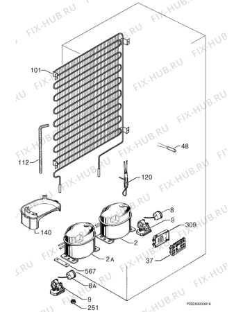 Взрыв-схема холодильника Electrolux ER8362B - Схема узла Cooling system 017