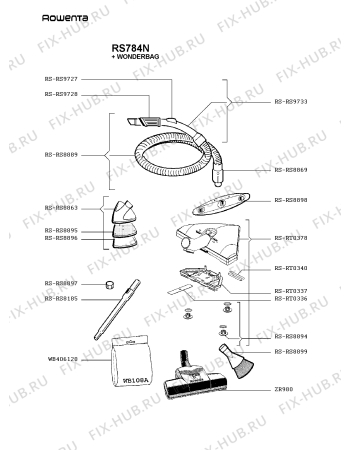 Взрыв-схема пылесоса Rowenta RS784N - Схема узла RS784NFR.GM2