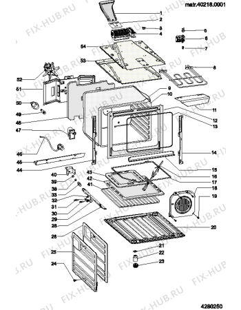 Взрыв-схема плиты (духовки) Indesit I6GG2WFR (F083666) - Схема узла