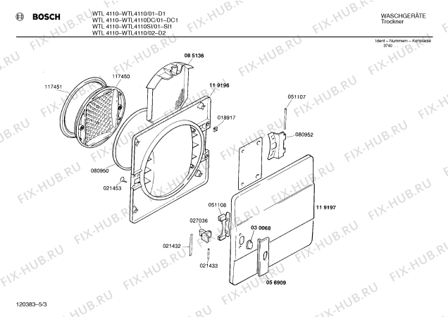 Схема №3 WTL4110 с изображением Панель для сушилки Bosch 00270020