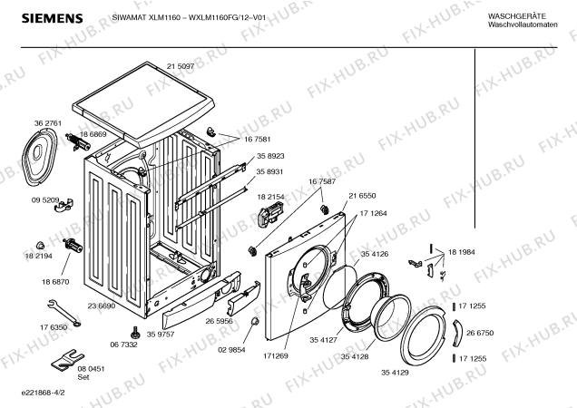 Взрыв-схема стиральной машины Siemens WXLM1160FG SIWAMAT XLM 1160 - Схема узла 02