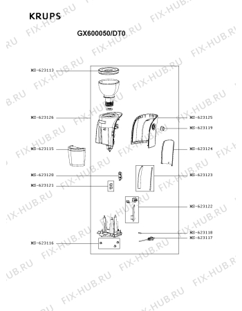 Схема №1 GX600050/DT0 с изображением Переключатель для электрокофеварки Krups MS-623119