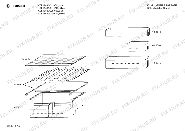 Взрыв-схема холодильника Bosch KDL19462 - Схема узла 03