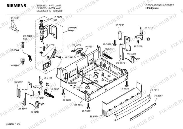 Взрыв-схема посудомоечной машины Siemens SE26293 - Схема узла 05