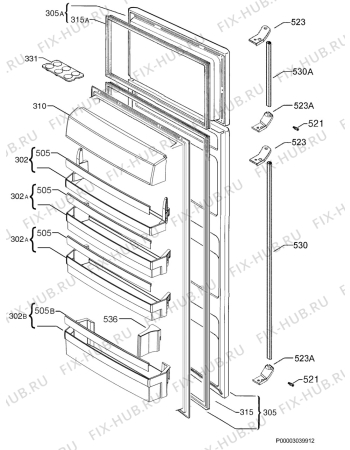 Взрыв-схема холодильника Aeg Electrolux S73200DTX0 - Схема узла Door 003
