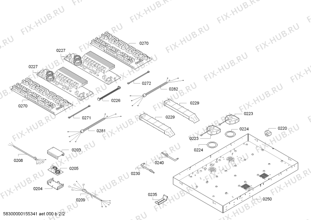 Взрыв-схема плиты (духовки) Gaggenau CX480111 Full Induction Cooktop TFT - Схема узла 02