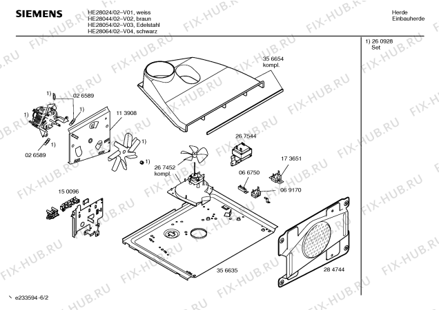 Схема №5 HE28024 с изображением Инструкция по эксплуатации для плиты (духовки) Siemens 00528089