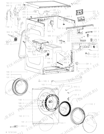 Схема №1 WAE 87481 с изображением Обшивка для стиралки Whirlpool 481010650788