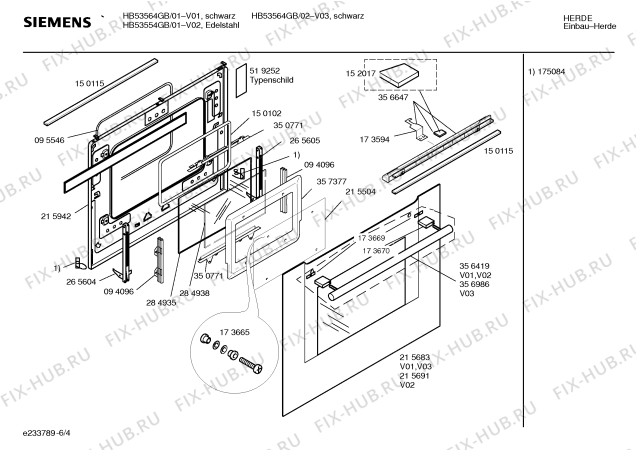 Схема №2 HB53564GB с изображением Панель управления для плиты (духовки) Siemens 00362543