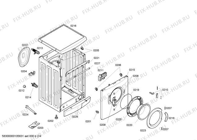 Взрыв-схема стиральной машины Bosch WFL1602PL Maxx WFL 1602 - Схема узла 02