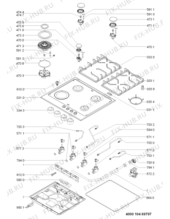 Схема №1 MGC7424AS с изображением Всякое для плиты (духовки) Whirlpool 481245858463