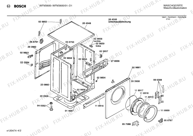 Взрыв-схема стиральной машины Bosch WFM3600 - Схема узла 02