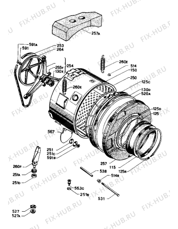 Взрыв-схема стиральной машины Zanussi ZFE3000 - Схема узла Tub and drum