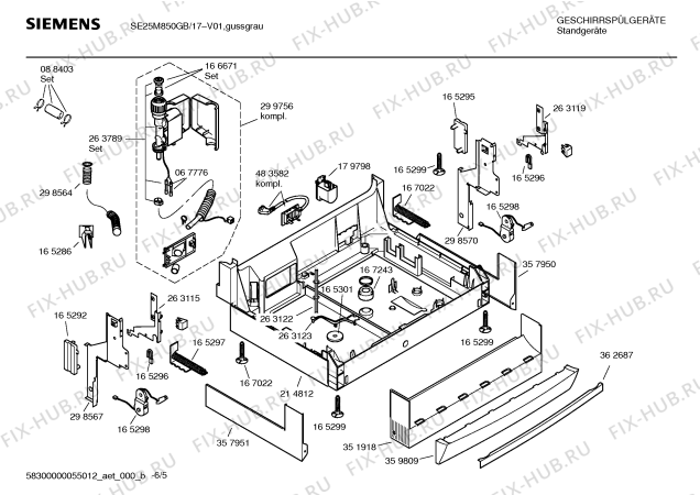 Взрыв-схема посудомоечной машины Siemens SE25M850GB avantgarde - Схема узла 05
